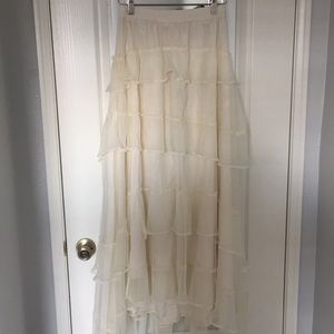 Long off white ruffle skirt